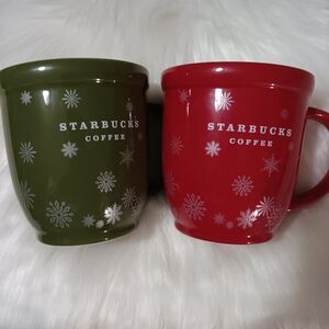 Starbucks Red and Green 2008 Edition Holiday Mugs
